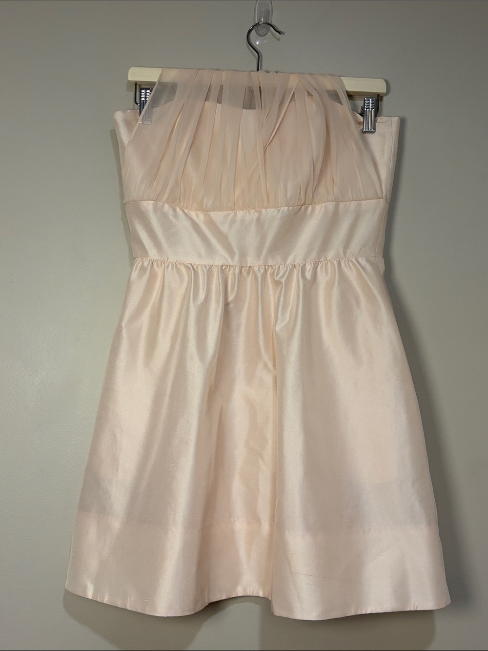 Lynn Lugo | Silk strapless mini dress Women’s size 2 gauzy ties boning pale pink